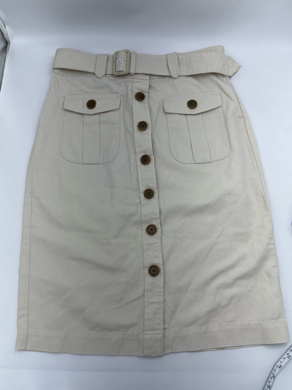 Converse Cream Button-Front Pencil Skirt with Belt